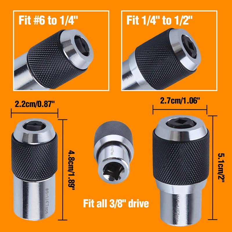 SPEEDWOX 3 Pcs Adjustable Tap Socket Set Tap Holder Tool