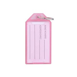 SENRISE Plastic Keychains for Luggage, Name Tag with Split Ring, Tag Window, Paper Label Inserts for Keys, Luggage, Personal Items (Pink, 10 Pieces)