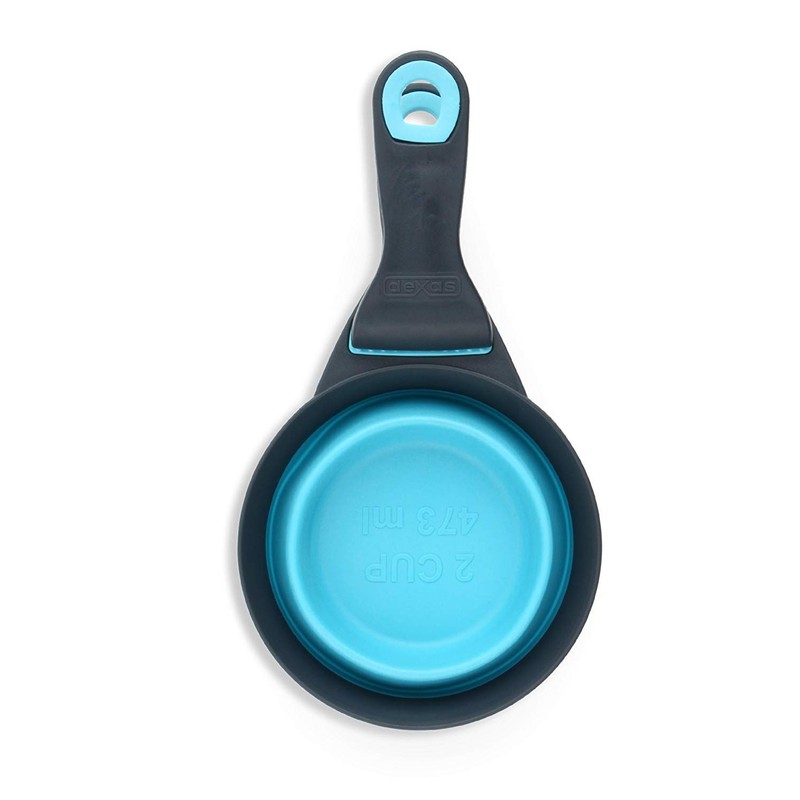 Dexas Popware for Pets Collapsible KlipScoop, 2 Cup Capacity, Gray/Blue