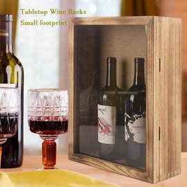 12”x17” Deep Shadow Box Frame Large Display Cases Wooden Wall-Mounted Hinged Door for Red Wine Bottles,Champagne,Big Liquor Etc (Carbonized Color)