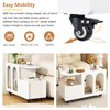 Merax Mobile 21.2" H End Table on Lockable Wheels,Cream Style