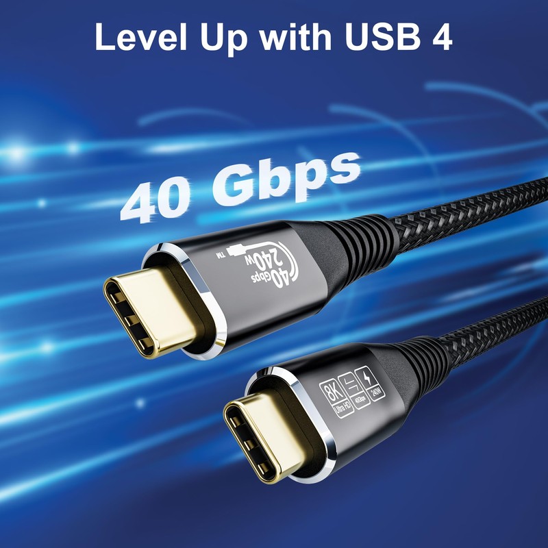 HOTUTUKI USB c Video Cable, 3.3 ft - 240W Charging,