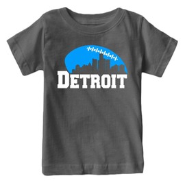 Xtreme Apparrel Detroit Football Skyline Kid's Fan T-Shirt (Charcoal Shirt, 3T)