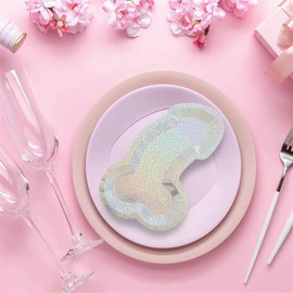 HQKJGSYX 10 PCS Silvery Disposable Party Plates Funny Paper Plates Set Glitter Bachelorette Party Favors Decorations Bridal Showers Bride To Be Supplies Bachelorette Party Gift Decoration