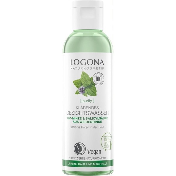 LOGONA Organic Mint & Salicylic Acid Clarifying Toner, 125 ml