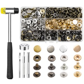 120 Sets Metal Snap Buttons, NXTOV 15mm Leather Snap Fasteners Kit with 5 Pieces Fixing Tools, 6 Colors Craft Snaps for Clothes, Windbreaker, Shirts, Jacket, Backpacks, Wallet,Bags