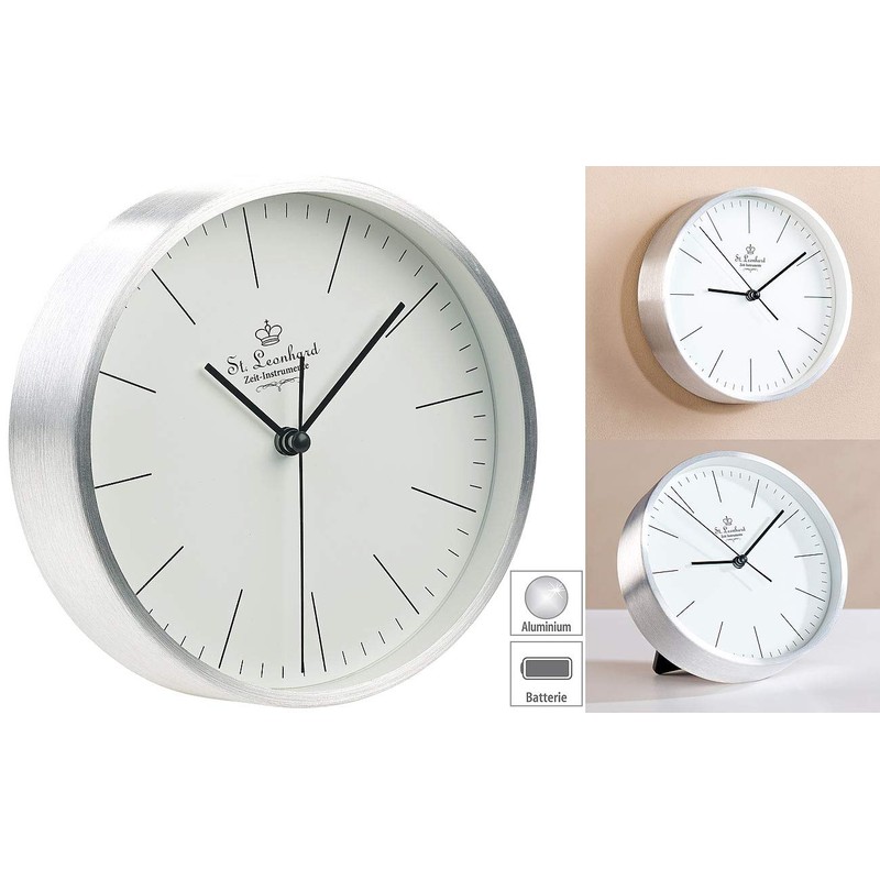 St. Leonhard Modern Aluminium Table & Wall Clock with Quartz