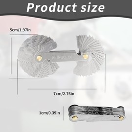 52-Piece Stainless Steel Thread Gauge Set, Metric 60° and Whitworth 55°, Fine Thread Measuring Tool for 24 Sheets 0.25-6.0 mm and 28 Sheets 4G-62G, Ideal for Precision Measurements, Robust Thread