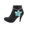 Unbranded Women Silver Metal Chain Boot Bracelet Shoe Turquoise Blue