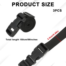 3 Packs 1.5m Black Tie Down Straps Luggage Straps Lashing Strap Nylon Strap with Quick Release Adjustable Straps with Buckles, Adjustable Utility Straps for Backpacking Suitcase Outdoor Activities