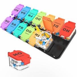 Extra Large Weekly Pill Box, 7 Days Morning and Evening Twice Daily XL Pill Box for Vitamins and Supplements, Airtight and Removable Design, Ideal for Daily Use