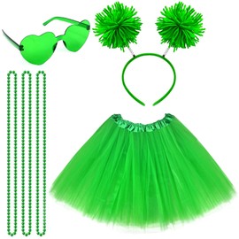 Domkier St. Patrick's Day Costume Accessories Set for Women Irish Headband Green Tutu Skirt Parade Party Accessories
