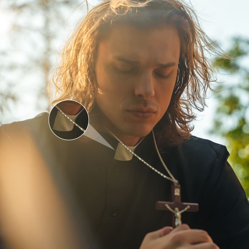 Neer 2 Pcs Priest Collar Vicar Tab Collar White Shirt