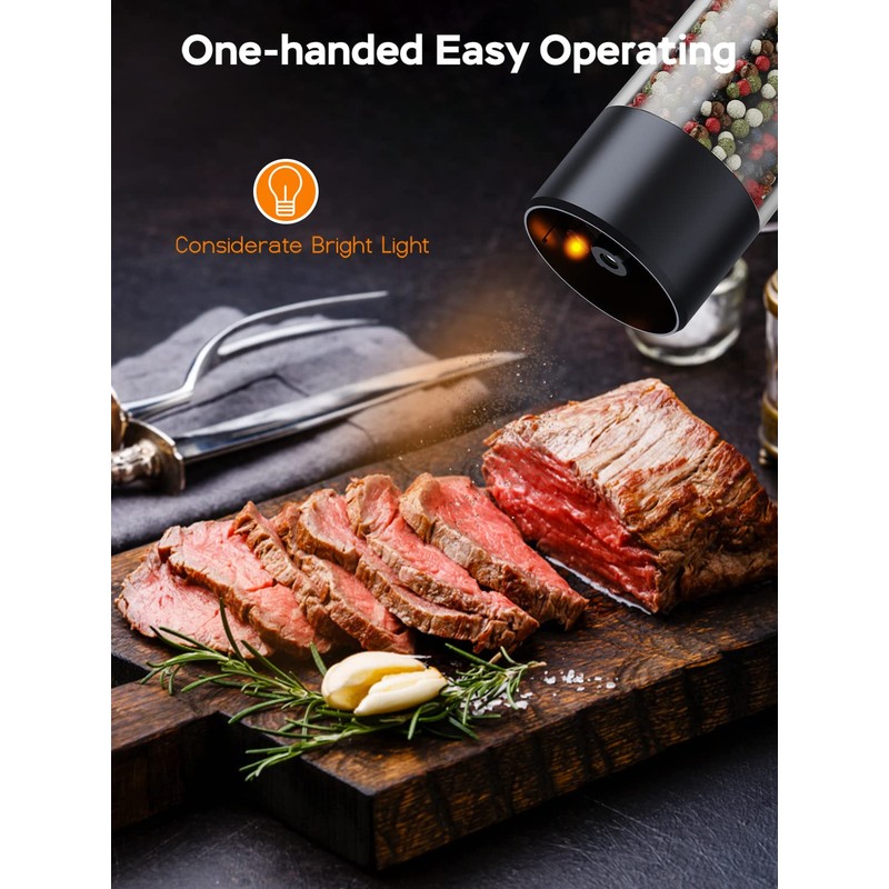 TOMEEM Electric Salt and Pepper Grinder Set with LED Lights
