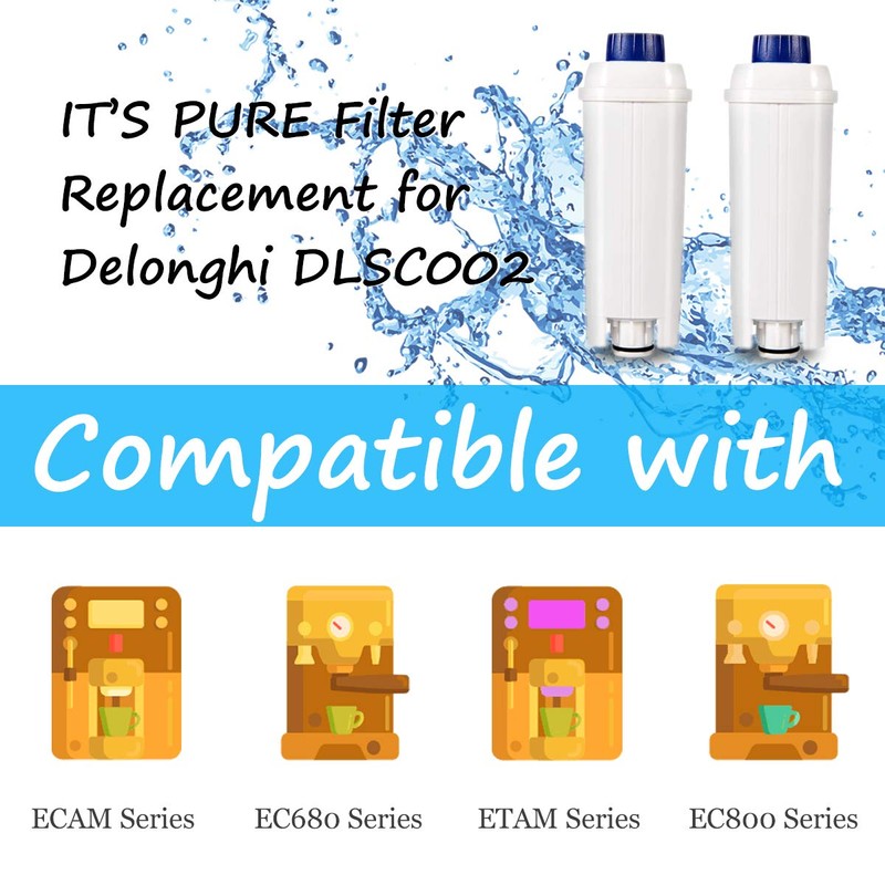 2 PACKS DLSC002 Water Filter Compatible with DeLonghi Coffee Machines