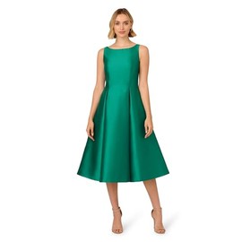 Adrianna Papell Women's Sleeveless Tea Length Dress, Vivid Emerald