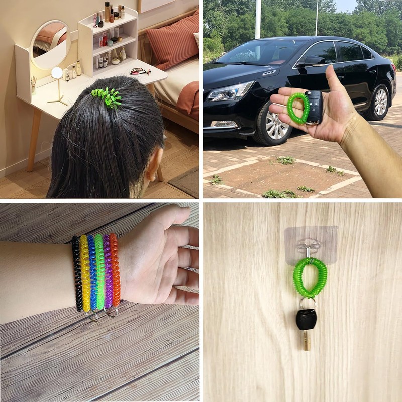 HAMIYELL Pack of 6 Colorful Spring Spiral Wrist Coil Key