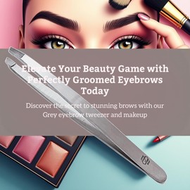 Professional Eyebrow Tweezers Set, Stainless Steel, Slant Tip, 13 cm, Pink, Silver, Black, Precision Plucking (1, Silver)