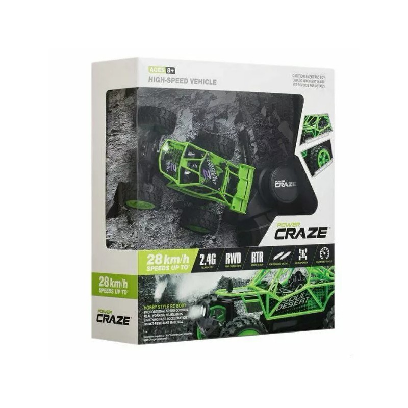 POWER CRAZE HIGH SPEED REMOTE CONTROL CAR, GREEN *DISTRESSED PKG