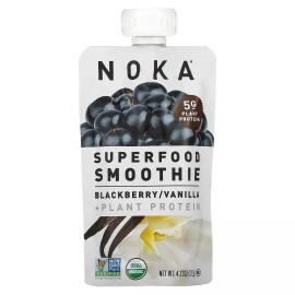 Noka Superfood Smoothie + Plant Protein, Blackberry, Vanilla, 4.22 oz (120 g)
