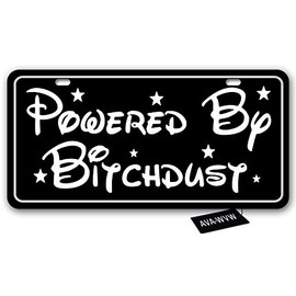 AVA-WVW License Plate | Powered by Bitchdust | Funny Novelty Vanity Front License Plate Frame Cover Gift for Men Women | Decorative Metal Car Plate Sign Auto Tag | Aluminum Plate 6 X 12 Inch (2 Holes)
