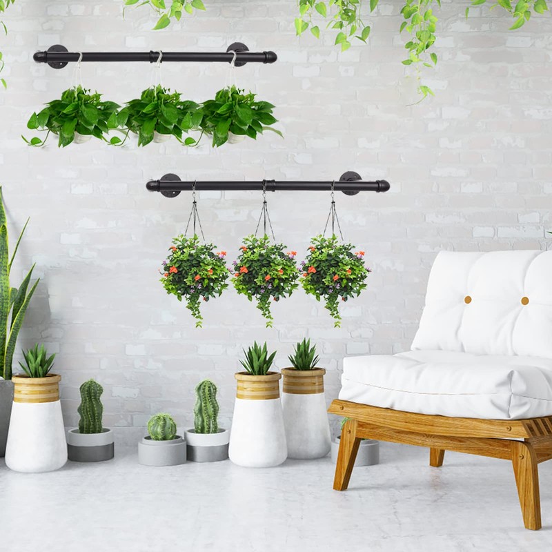 Fobule 36” Wall Mounted Clothes Rack, Industrial Pipe Black Iron