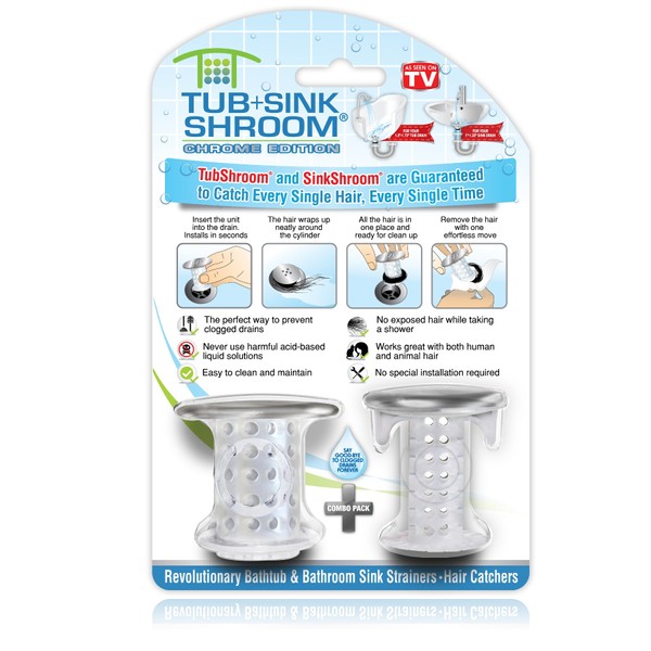 TubShroom and SinkShroom Drain Protectors Hair Catchers for Bathtubs and