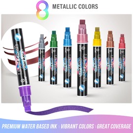 IJIANG Window Liquid Chalk Markers Washable - Metallic 8 Colors - 10mm Jumbo Chalk Marker Pens Erasable for Christmas Gifts, Cars Decorations, Glass, Blackboard, Bistro, Chalkboard, Wedding Signs