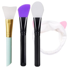 Pack of 3 Face Mask Brush Cosmetic Brush with Cat Ear Headband for DIY Eye Mask, Skin Care