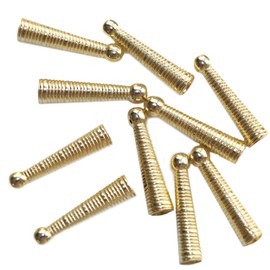 Bolo Tie Tips Gold Plated Heavy Ridged Ball Style 25mm Long Pk/10