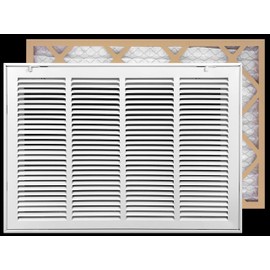 Handua 24"W x 14"H [Duct Opening Size] Filter Included Steel Return Air Filter Grille [Removable Door] for 1" Filters, Vent Cover Grill, White, Outer Dimensions: 26 5/8"W X 16 5/8"H for 24x14 Opening