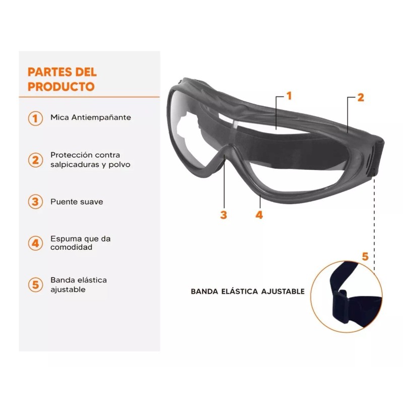 Truper Goggles De Seguridad Ultra Ligeros Antiempaño Truper GOT-L Codigo