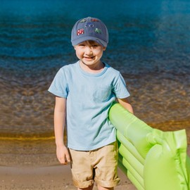 Kids Cute Car Embroidered Baseball Caps Toddler Trucker Hats Sun Protection Cap for Boys Girls 3-8 Years,B-Grey Blue