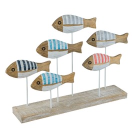 SAILINGSTORY Wooden School of Fish Beach Decor Nautical Coastal Decor Beach Bathroom Decor Lake House Decor Ocean Decoration Stripe Finish