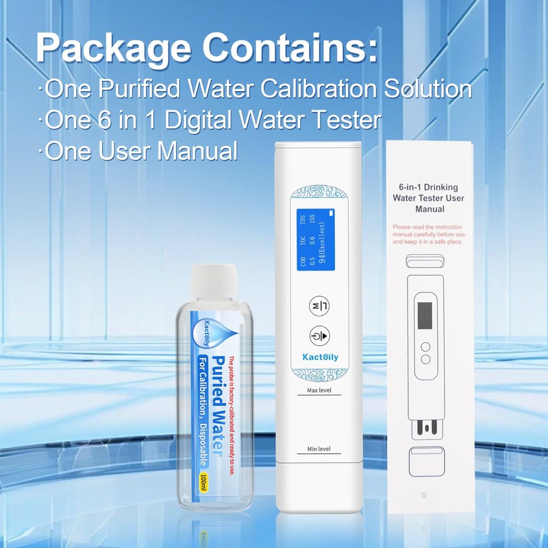 6 in 1 Digital Water Tester for Drinking Water, Lab