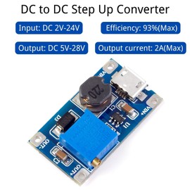 LAOMAO 6Pcs DC-DC Step Up Converter 2V-24V to 5V-26V 2A Micro USB Voltage Regulator Boost Power Module Compatible for Arduino