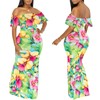 Women's Sexy Off Shoulder Maxi Dress Hawaiian Floral Evening Gown