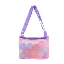 UTTPLL Mesh Beach Bag for Kids Quick Dry Beach Accessories Vacation Trip Toddler Seashell Collecting Colorful Net Tote Boy Girl Swimming Accessories Pink&Purple One Size