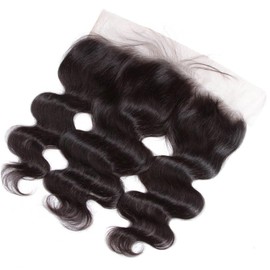 13x4 Lace Frontal Closure Body Wave Ear to Ear Lace Frontal 8 Inch Brazilian HD Lace Frontal Human Hair Free Part 150% Density Body Wave Full Lace Frontal Pre Plucked Natural Black Color