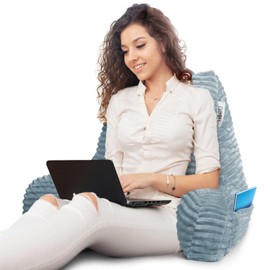 Nestl Reading Pillow for Bed Adult – Back Pillow for Sitting in Bed, Standard Bed Pillows for Sitting Up in Bed, Foam Bed Chair Pillow, Stone Blue Bed Rest Pillow