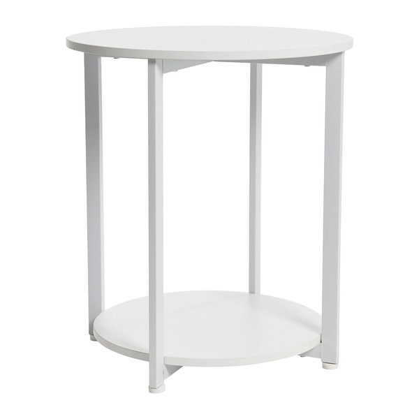 Household Essentials White Round End Table 2 Tier