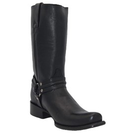The Western Shops Men’s Genuine Leather 11Inch Square Toe Harness Motorcycle Boot (6, Black)