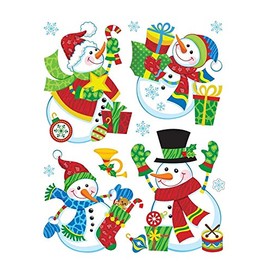 Toyland® Colourful and Glittery Christmas Window Stickers Snowman Design - Christmas Decorations - Christmas Accessories