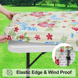 misaya Rectangle Vinyl Tablecloth, Fitted Table Cover, Waterproof, Elastic Edge, Plastic Table Cloth Fit 6 Foot Folding Tables for Picnic, Camping, Outdoor (Butterfly, 30x72 inch)