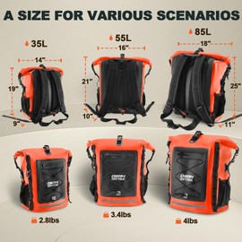 OSAH DRYPAK Waterproof Backpack Dry Bag 35L/55L – Heavy Duty Roll-Top Hiking Backpack Sack Keeps Gear Dry for Travel, Kayaking, Boating, Camping, Rafting and Fishing