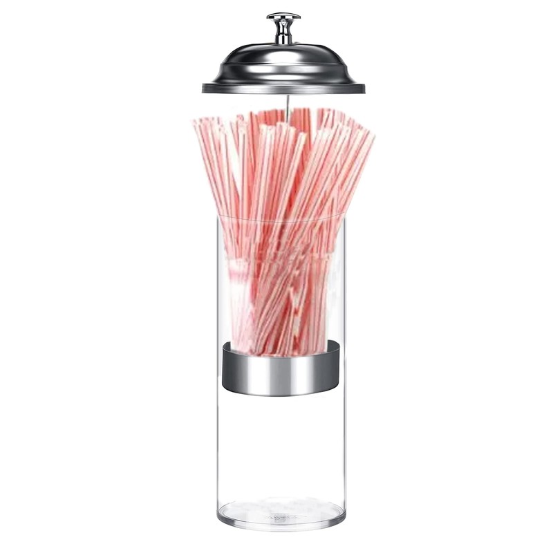 Straw Dispenser for Pencils with Stainless Steel Lid, Clear Acrylic