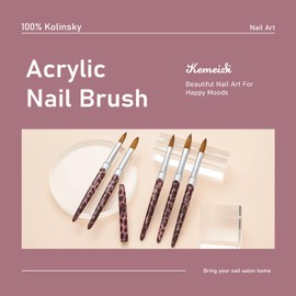KEMEISI Acrylic Nail Brush Size #10, 100% Pure Kolinsky Nail Art Brushes for Acrylic Application, Sturdy Handle Oval Shaped Acrylic Nail Design Tools for Professional Manicure DIY(Leopard Print)