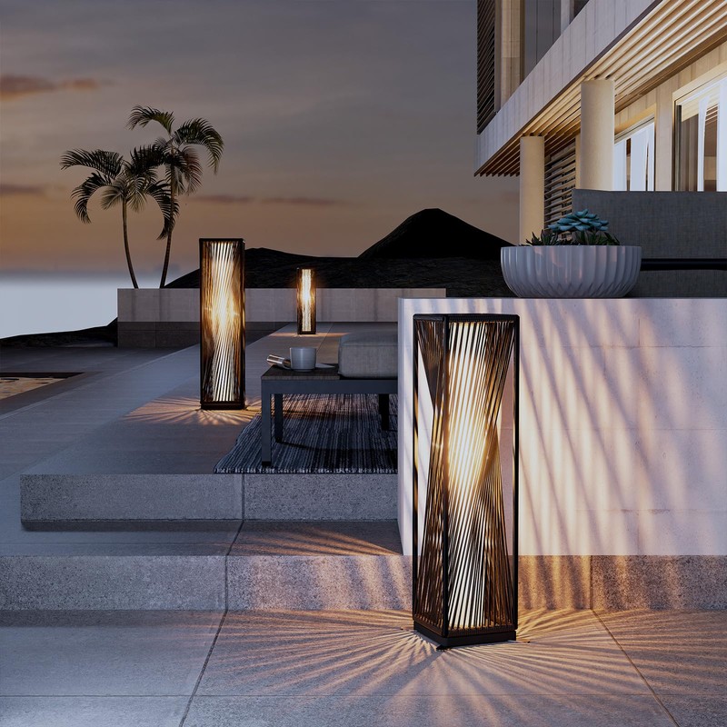 Solar Yard Outdoor Solar Floor Lamp Resin Wicker Solar Light