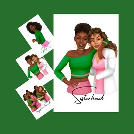 Sisterhood Journal and Stationery Combo Gift Pack, 6x9" Lined Journal, 3 Greeting Cards, Stationery Gift Set (Pink+Green)