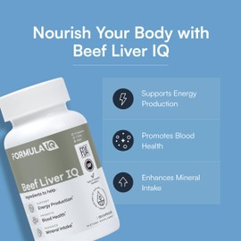Formula IQ - Beef Liver IQ - Beef Liver Capsules - Supports Energy Production - Natural Iron, Copper, Vitamin A, & Vitamin B - High Absorption - 120 Capsules
